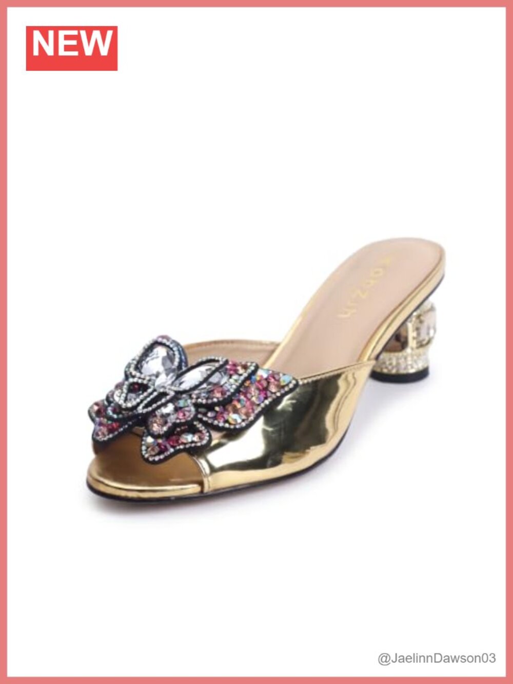 Rhinestone Block Heel Sandals for Women | Wedding Party Shoes | Slip On Open